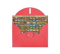WHJSSF Red Greeting Card Animal Collection Chart Printed Perfect for Valentine's Day, Wedding Anniversary & Party Invitations