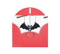 WHJSSF Red Greeting Card Bat hanging on a branch Printed Perfect for Valentine's Day, Wedding Anniversary & Party Invitations
