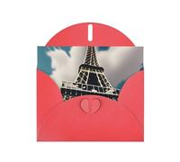 WHJSSF Red Greeting Card Beautiful Tower Paris Prints 4x6in for Christmas, children's birthdays, Valentine's Day, wedding anniversaries, and party invitations