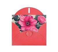 WHJSSF Red Greeting Card Beautiful vintage pink flower Prints 4x6in for Christmas, children's birthdays, Valentine's Day, wedding anniversaries, and party invitations
