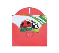 WHJSSF Red Greeting Card Cartoon Ladybug Printed Perfect for Valentine's Day, Wedding Anniversary & Party Invitations