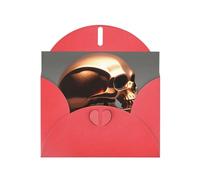 WHJSSF Red Greeting Card copper-colored skull Prints 4x6in for Christmas, children's birthdays, Valentine's Day, wedding anniversaries, and party invitations