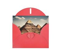 WHJSSF Red Greeting Card Egyptian Pyramid in Desert Prints 4x6in for Christmas, children's birthdays, Valentine's Day, wedding anniversaries, and party invitations