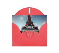 WHJSSF Red Greeting Card Eiffel Tower Love Paris Prints 4x6in for Christmas, children's birthdays, Valentine's Day, wedding anniversaries, and party invitations