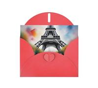 WHJSSF Red Greeting Card Eiffel Tower Paris Painting Prints 4x6in for Christmas, children's birthdays, Valentine's Day, wedding anniversaries, and party invitations