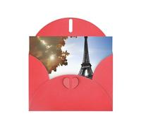 WHJSSF Red Greeting Card Eiffel Tower Paris View Prints 4x6in for Christmas, children's birthdays, Valentine's Day, wedding anniversaries, and party invitations