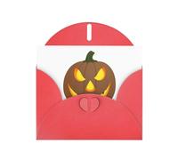 WHJSSF Red Greeting Card Evil smiling pumpkin Printed Perfect for Valentine's Day, Wedding Anniversary & Party Invitations