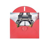 WHJSSF Red Greeting Card Flower Paris Eiffel Tower Prints 4x6in for Christmas, children's birthdays, Valentine's Day, wedding anniversaries, and party invitations
