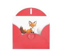 WHJSSF Red Greeting Card Fox playing with fur ball Printed Perfect for Valentine's Day, Wedding Anniversary & Party Invitations
