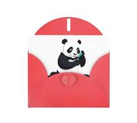 WHJSSF Red Greeting Card Giant panda making phone call Printed Perfect for Valentine's Day, Wedding Anniversary & Party Invitations