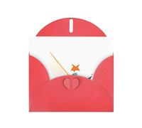 WHJSSF Red Greeting Card Little fox playing with boat Printed Perfect for Valentine's Day, Wedding Anniversary & Party Invitations