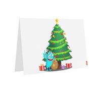 WHJSSF Red Greeting Card Monster under the Christmas tree Printed Perfect for Valentine's Day, Wedding Anniversary & Party Invitations