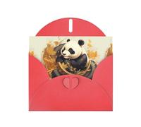WHJSSF Red Greeting Card Panda rolling wheels Printed Perfect for Valentine's Day, Wedding Anniversary & Party Invitations