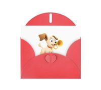 WHJSSF Red Greeting Card Puppy blowing the horn Printed Perfect for Valentine's Day, Wedding Anniversary & Party Invitations