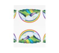 WHJSSF Red Greeting Card Rainbow behind the mountain Printed Perfect for Valentine's Day, Wedding Anniversary & Party Invitations