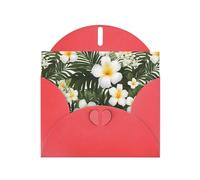 WHJSSF Red Greeting Card White Hawaii Flower Printed Perfect for Valentine's Day, Wedding Anniversary & Party Invitations