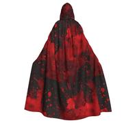 WHJSSF Red Ink Background Prints Halloween Adult Hooded Cape Cloak For Role-Playing, Stage Costumes, Parties Easy Care