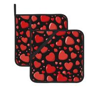 WHJSSF Red love pebbles Printing Square Insulation Pot Mat 2 Pieces Thick and durable with lanyard for Microwave Ovens, Ovens, Outdoor Grilling