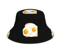 WHJSSF Reflective Bucket Hat Fried Egg on Bread Picture for Men and Women for Travel, Camping, Outdoor Activities Black