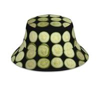 WHJSSF Reflective Bucket Hat Refreshing Cucumber Slices Picture for Men and Women for Travel, Camping, Outdoor Activities Black