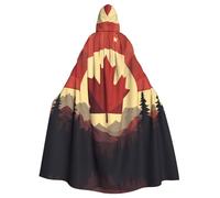 WHJSSF Retro Canada Flag Printed Adult Halloween hooded jacket cloak long party cloak suitable for men and women