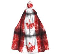 WHJSSF Retro Canada Flag Prints Hooded Cloak - Long Costume Throw, Soft Halloween Layer & Drawstring Tie