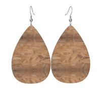 WHJSSF Retro Rough Oak Wall Prints Teardrop Leather Earrings - Lightweight Dangle Earrings for Women, Vivid Color Faux Leather Drops with Silver Plated Hooks, Stylish Accessories for Parties & Gifts