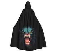 WHJSSF Roaring Evil Spirit Prints Halloween Adult Hooded Cape Cloak - Super Large Hooded Cloak No Zipper