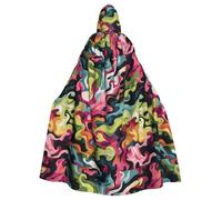 WHJSSF Rolling Colorful Waves Prints Halloween Adult Hooded Cape Cloak - Super Large Hooded Cloak No Zipper