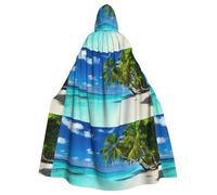 WHJSSF Romantic Beach Prints Hooded Cloak - Long Halloween Throw, Cozy Costume Layer with Drawstring
