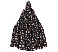 WHJSSF Rose is saying I love you Printing Halloween Adult Hooded Cape Cloak - Super Large Hooded Cloak No Zipper