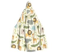 WHJSSF Safari Animals Prints Hooded Cloak - Long Halloween Throw, Cozy Costume Layer with Drawstring