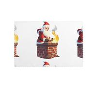 WHJSSF Santa Claus in the Chimney Printing Placemats for Dining Table Set of 6 for Hotels, Homes, and Banquets as Decorative Table Decorations, Beautiful durable