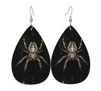 WHJSSF Scary Spider Prints Drip Leather Earrings - Stylish Faux Leather Drops for Women & Girls - Lightweight Dangling Charms for Party & Holiday Gifts