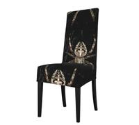WHJSSF Scary Spider Prints Protection Cover for Dining Chair - Stretchy Dining Chair Throw Covers, No Ironing Needed, Fits 18-22" Back, Universal Fit for Kitchen, Hotel, Wedding