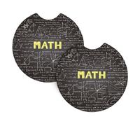 WHJSSF school math Prints Car Cup Coasters 2-Pack - Durable Neoprene Throw for a Spotless Ride - Protects Against Spills & Fits Most Vehicles