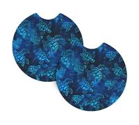 WHJSSF Sea Turtle-Blue Prints Car Cup Coasters 2-Pack - Durable Neoprene Throw for Spill-Proof Protection & a Stylish Interior - Fits Most Vehicles