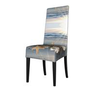 WHJSSF Seashells On The Beach Prints Dining Chair Throws Stretch Slipcovers - Seamless Fit, Wrinkle-Free Comfort & Easy Care for Your Dining Room Chairs