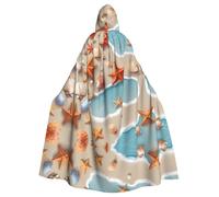 WHJSSF Seashells Starfish On Beach Picture Halloween Adult Hooded Cloak is a super large, comfortable, and durable cloak