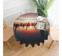 WHJSSF Seaside Lighthouse Prints Round Decorative Table Throw 60 Inch - Waterproof Table Cover for Dining, Coffee Tables, and Outdoor Events