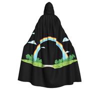 WHJSSF Shamrock Rainbow Bridge Printing Halloween Adult Hooded Cape Cloak - Super Large Hooded Cloak No Zipper