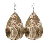 WHJSSF Sheep And Lambs Prints Teardrop Leather Earrings - Lightweight Dangle Earrings for Women, Vivid Color Faux Leather Drops with Silver Plated Hooks, Stylish Accessories for Parties & Gifts