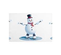 WHJSSF Skating Robot Snowman Printing Placemats for Dining Table Set of 6 for Hotels, Homes, and Banquets as Decorative Table Decorations, Beautiful durable