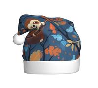 WHJSSF Sloth hanging on a branch Printing Christmas Hat for Adult Soft, lightweight Holiday party use