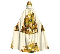 WHJSSF Small Animals On The Slope Prints Halloween Adult Hooded Cape Cloak For Role-Playing, Stage Costumes, Parties Easy Care