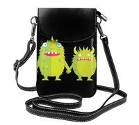 WHJSSF Small Cell Phone Purse 7.6x4.9in A Pair Of Little Monsters Holding Hands Printed Leather Crossbody Flap Phone Case For Women, Perfect For Walking, Camping