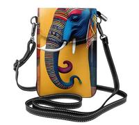 Whjssf Small Cell Phone Purse 7.6x4.9in African Elephant Patchwork Printed Leather Crossbody Flap Phone Case For Women, Perfect For Walking, Camping