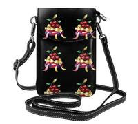 Whjssf Small Cell Phone Purse 7.6x4.9in Cherries On A Pile Of Colorful Ribbons Printed Leather Crossbody Flap Phone Case For Women, Perfect For Walking, Camping
