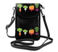 Whjssf Small Cell Phone Purse 7.6x4.9in Colorful Cartoon Vegetable World Printed Leather Crossbody Flap Phone Case For Women, Perfect For Walking, Camping