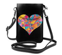 WHJSSF Small Cell Phone Purse 7.6x4.9in Colorful Love Fragments Printed Leather Crossbody Flap Phone Case For Women, Perfect For Walking, Camping